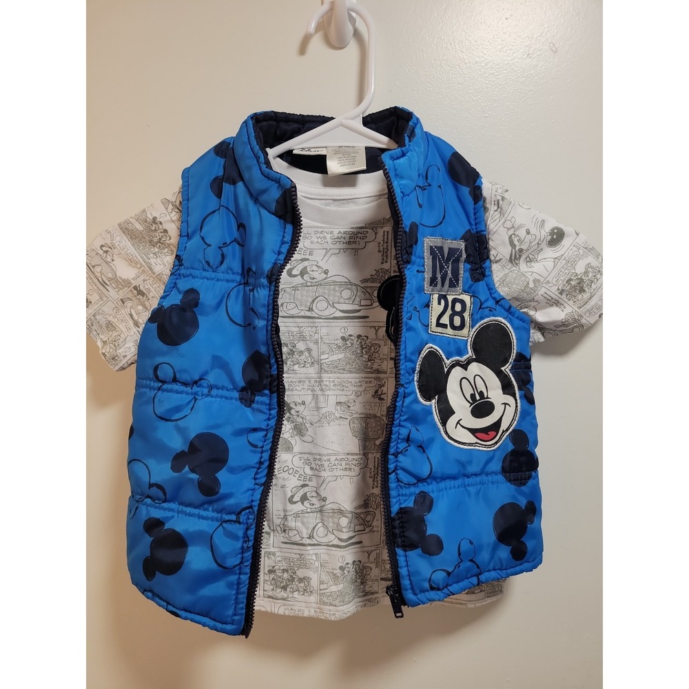 Disney Mickey Mouse 2-Piece Outfit Set 3T T-Shirt & Full Zip Puffer Vest